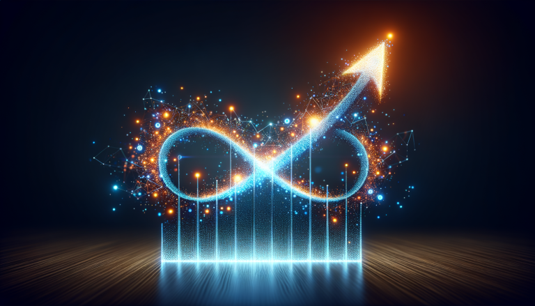 Abstract data visualization showing rising Meta advertising costs in 2026 - upward trending graph with blue and orange data points