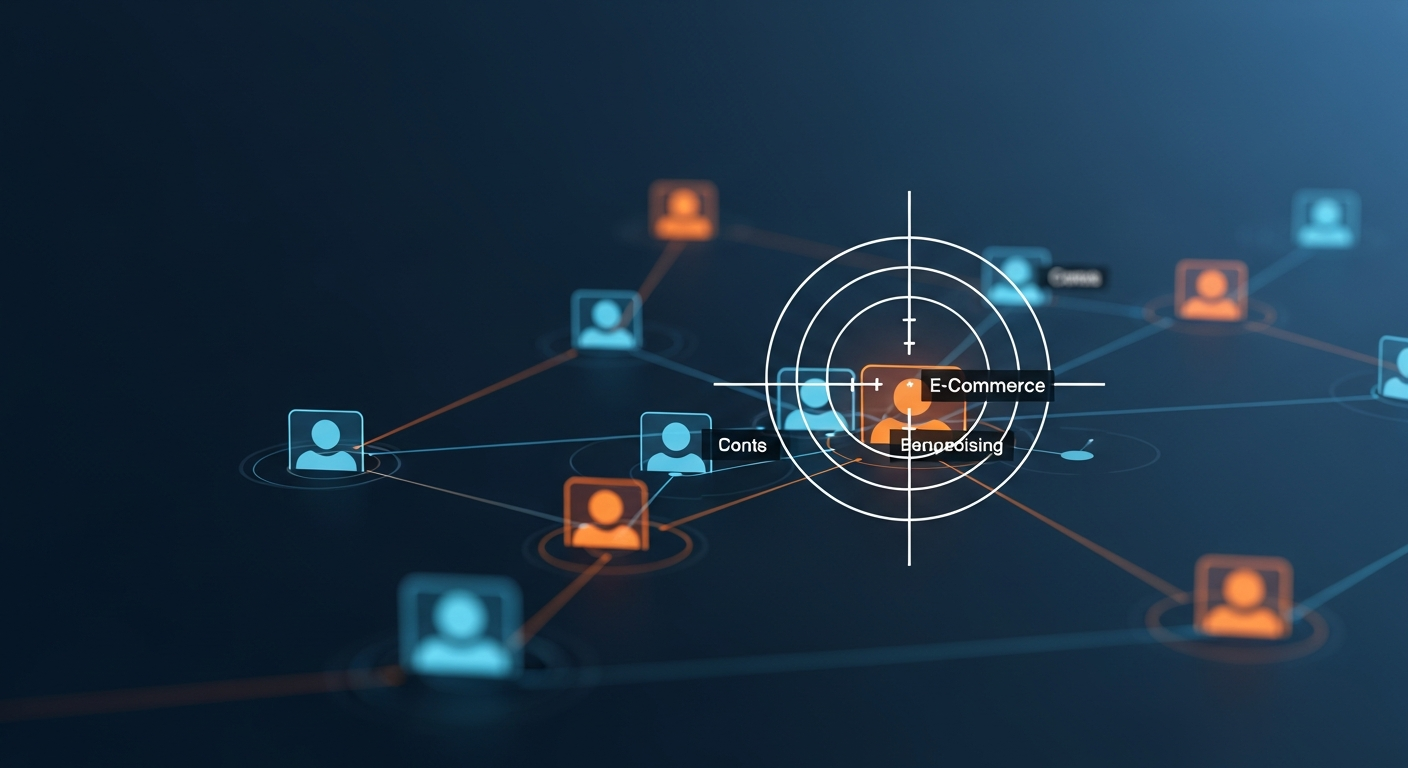 Meta Ads targeting visualization showing audience network and data connections for ecommerce playbook 2026