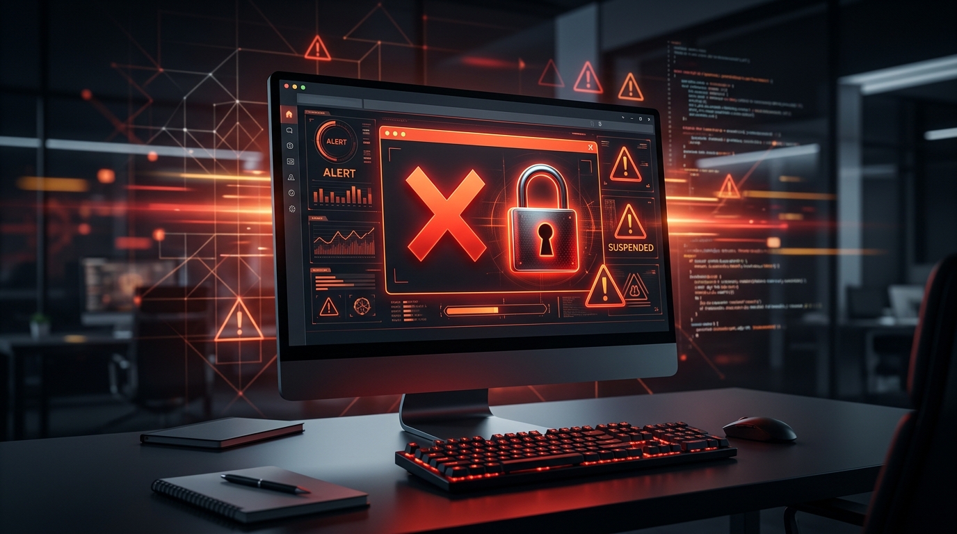 Meta AI ad account shutdowns - warning alert on advertising dashboard