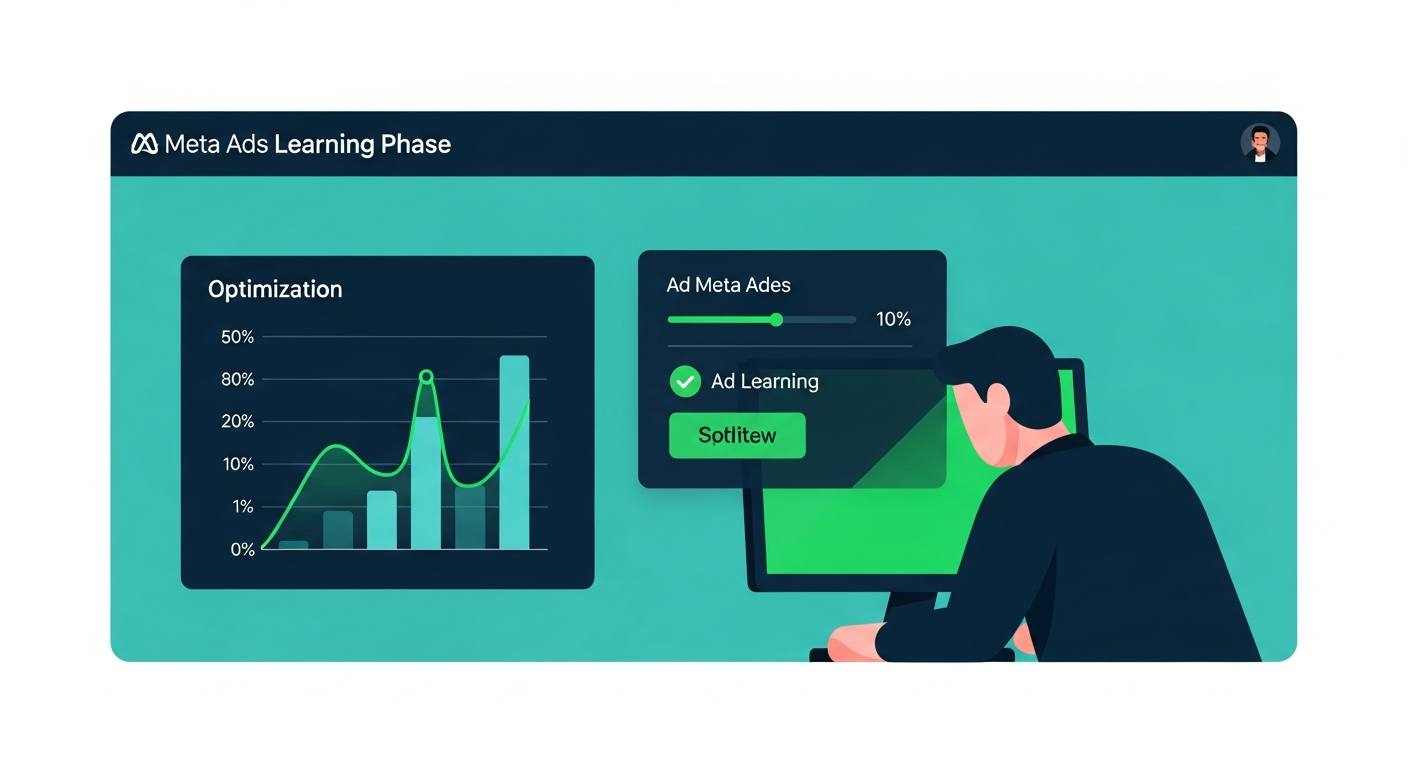Meta Ads learning phase dashboard showing optimization progress for ecommerce brands
