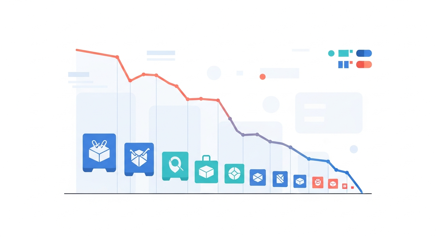 Declining Meta ads performance chart illustrating creative fatigue for ecommerce brands