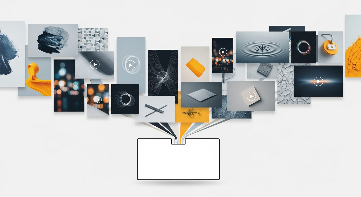 Meta Multimedia Ads creative grid showing 10 mixed images and videos feeding into a single ecommerce ad campaign